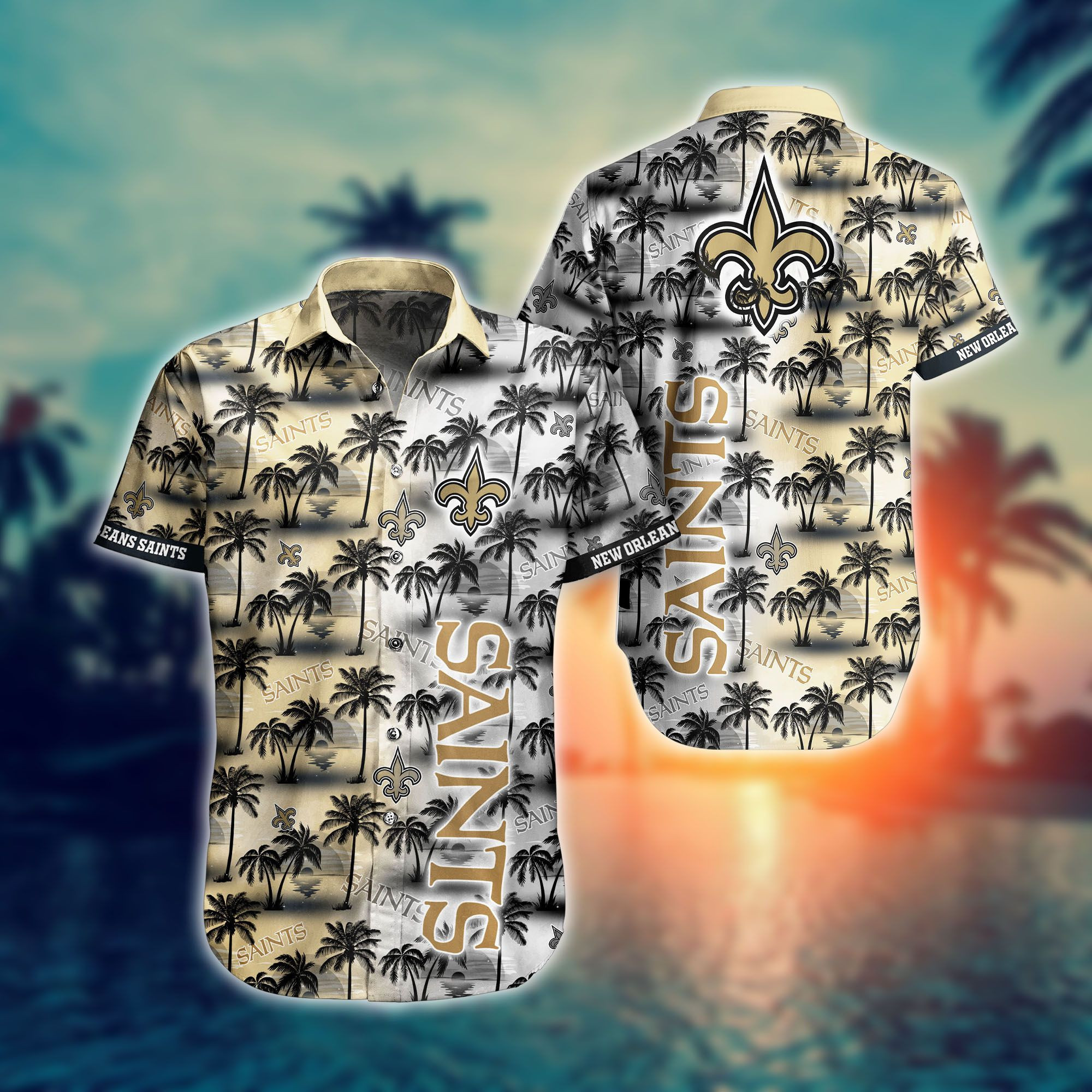 New Orleans Saints Tropical Mix Color Pattern Hawaiian Shirt New Orleans Saints Tropical Mix Color Pattern Hawaiian Shirt