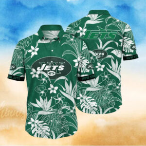 New York Jets Green Background Hawaiian Shirt