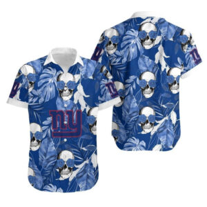 News Yorks Giants Coconut Leaves And Skulls Hawaiian Shirt