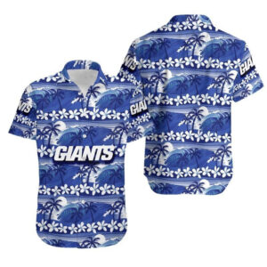 News Yorks Giants Coconut Tree And Waves Hawaiian Shirt