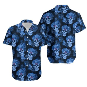 News Yorks Giants Mystery Skull And Flower Hawaiian Shirt