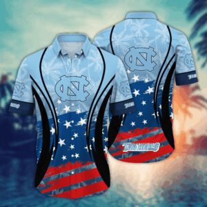 North Carolina Tar Heels America Flag Pattern Hawaiian Shirt