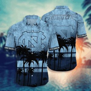 North Carolina Tar Heels Black Palm Tree Hawaiian Shirt