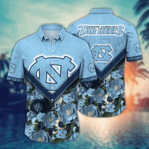 North Carolina Tar Heels Vibrant Flower Hawaiian Shirt
