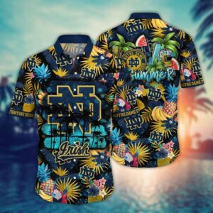 Notre Dame Fighting Irish Black Palm Pineapple Hawaiian Shirt