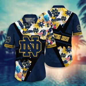 Notre Dame Fighting Irish Flowered Pineapple Fruit Hawaiian Shirt