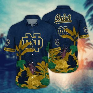 Notre Dame Fighting Irish Full Color Tropical Floral Hawaiian Shirt