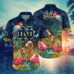 Notre Dame Fighting Irish Pink Flamingo Couple Hawaiian Shirt