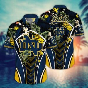Notre Dame Fighting Irish Tropical Flower Armor Design Hawaiian Shirt