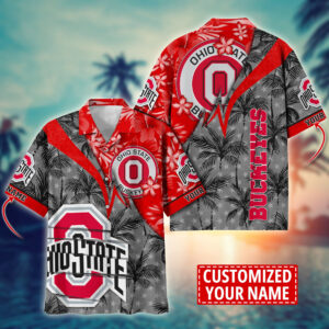 Ohio State Buckeyes Customized Name Gray Color Hawaiian Shirt