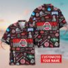 Ohio State Buckeyes Logo Black Design Customized Name Hawaiian Shirt