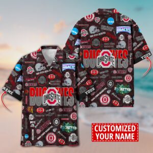 Ohio State Buckeyes Logo Black Design Customized Name Hawaiian Shirt