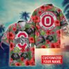 Ohio State Buckeyes Tropical Floral Customized Name Hawaiian Shirt