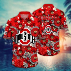 Ohio State Buckeyes Tropical Floral Hawaiian Shirt