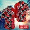 Ohio State Buckeyes Tropical Flowers Customized Name Hawaiian Shirt