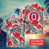 Ohio State Buckeyes Tropical Leaf Customized Name Hawaiian Shirt