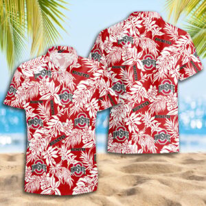 Ohio State Buckeyes White Tropical Leaf Hawaiian Shirt