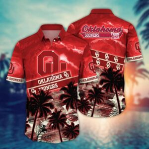 Oklahoma Sooners Black Palm Tree Hawaiian Shirt