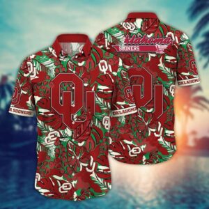 Oklahoma Sooners Botanical Tropical Leafs Hawaiian Shirt