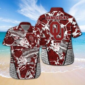 Oklahoma Sooners Fishbone Design Hawaiian Shirt