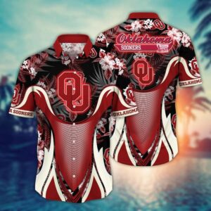 Oklahoma Sooners Tropical Leaf Armor Design Hawaiian Shirt