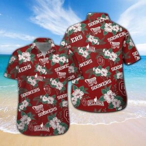 Oklahoma Sooners White Floral Hawaiian Shirt