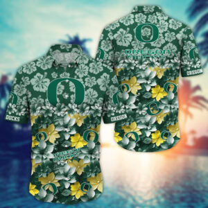Oregon Ducks Floral Aloha Hawaiian Shirt
