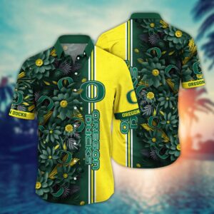 Oregon Ducks Green Flowers Aloha Hawaiian Shirt