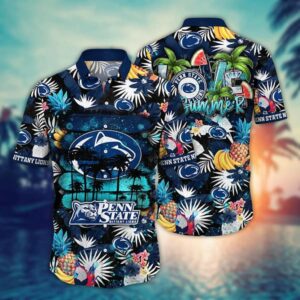 Penn State Nittany Lions Black Palm Tree Pineapple Hawaiian Shirt