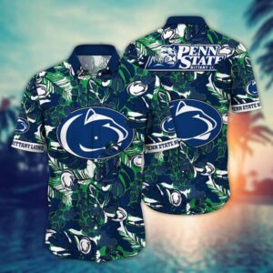 Penn State Nittany Lions Blue Tropical Leaf Hawaiian Shirt