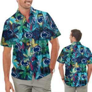 Penn State Nittany Lions Tropical Leaf Design Hawaiian Shirt