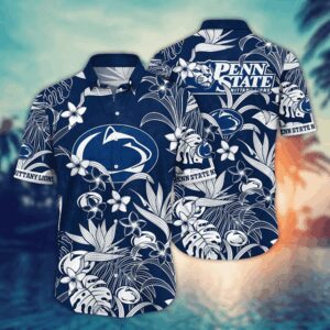 Penn State Nittany Lions White Blossom Leaf Hawaiian Shirt