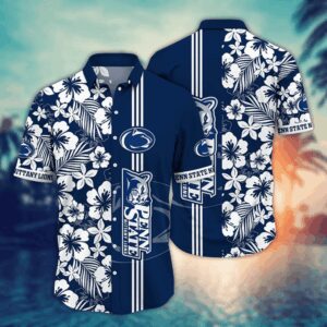 Penn State Nittany Lions White Floral Hawaiian Shirt