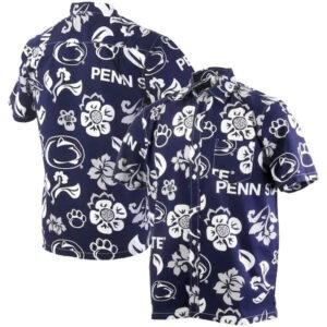 Penn State Nittany Lions White Floral Summer Hawaiian Shirt