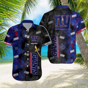 Personalizeds News Yorks Giants NFL Leaves Tropical Hawaiian Shirt