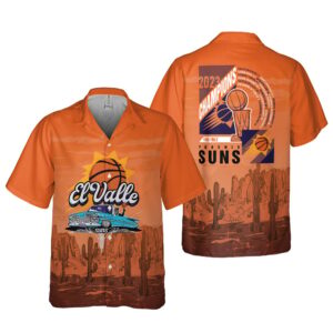 Phoenix Suns EL Valle On Orange Background Print 3D Hawaiian Shirt