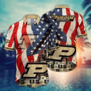 Purdue Boilermakers America Flag Pattern Independence Day Hawaiian Shirt