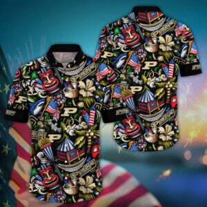 Purdue Boilermakers Tiki Floral Aloha Hawaiian Shirt