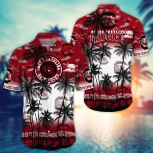 South Carolina Gamecocks Black Palm Tree Hawaiian Shirt
