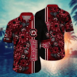 South Carolina Gamecocks Flowered Aloha Hawaiian Shirt