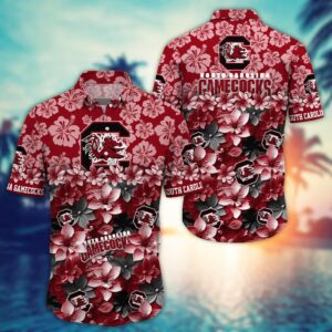 South Carolina Gamecocks White Floral Hawaiian Shirt