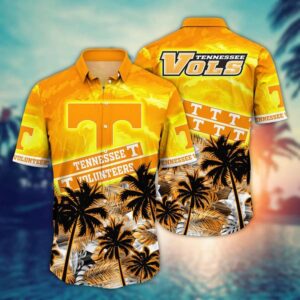 Tennessee Volunteers Black Palm Tree Aloha Hawaiian Shirt