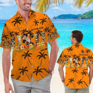 Tennessee Volunteers Black Palm Tree Hawaiian Shirt