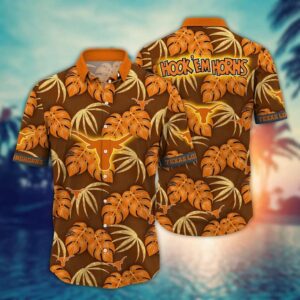 Texas Longhorns Brightly Colored Flower Hawaiian Shirt