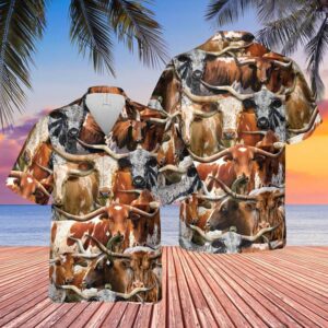 Texas Longhorns Cows Funny Hawaiian Shirt