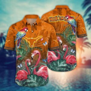 Texas Longhorns Flamingo Couple Hawaiian Shirt