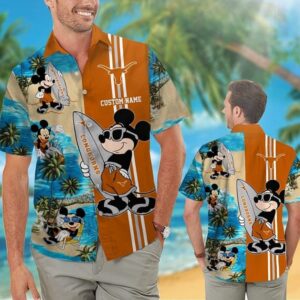 Texas Longhorns Mickey Mouse Love Surfing Hawaiian Shirt
