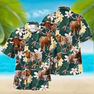 Texas Longhorns Tropical Floral Cow Hawaiian Shirt