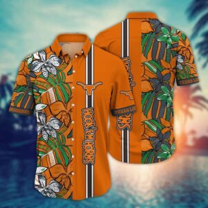 Texas Longhorns Tropical Leafs Hawaiian Shirt