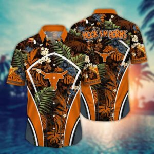 Texas Longhorns Vibrant Leafs Hawaiian Shirt